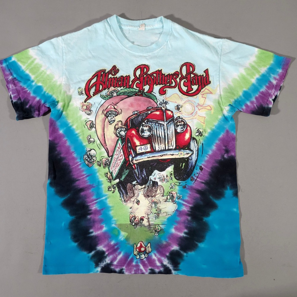Allman Brothers Band T-Shirt Mens M Multi Tie Dye Eat A Peach Mushroom Express
